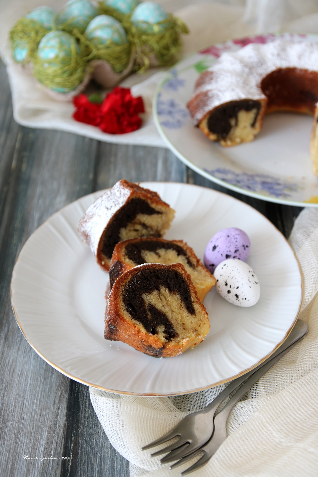 Ciambellone panna e cacao, in pentola fornetto - Pensieri e pasticci